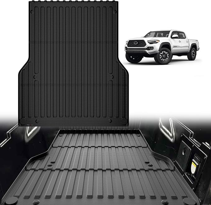 TripleAliners Truck Bed Mat Compatible with 2005-2023 Toyota Tacoma Accessories 5FT Vehicle Perfectly Flush All Weather Protection TPE Heavy Duty Pickup Car Bed Cargo Mat