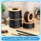 Pangda 300 Feet 1/4, 1/2 Inches Wire Loom PET Expandable Braided Sleeving Braided Sleeve for TV, Computer, Home Theater (Black)