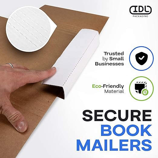 White Mailing Boxes 12"x10.5"x2", Pack of 10, USA-Made - Strong, Easy to Fold Cardboard Boxes for Secure Storage, Shipping and Moving - Water-Resistant and Snug Fit Cardboard Mailers by IDL Packaging