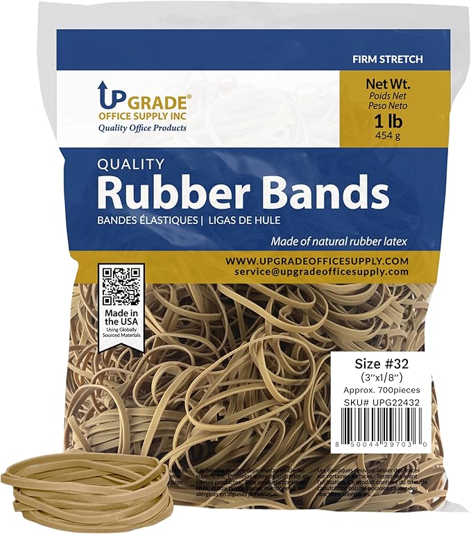 Upgrade Rubber Bands, Size 32, 1 lb Bag, Made in USA