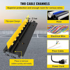 Happybuy 5 Pack Rubber Cable Protector Ramp 2 Channel Heavy Duty 66000lbs Load Capacity Cable Wire Cord Cover Ramp Speed Bump Driveway Hose Cable Ramp Protective Cover