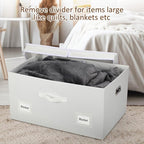 75 Quarts Extra Large Decorative Storage Bins with Lids, 3 Packs White Collapsible Storage Bins with Lids, Stackable Storage Bins Decorative Box Storage With Lid Extra Large