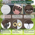 Heavy Duty Patio Furniture Covers Waterproof, 600D Round Outdoor Furniture Cover Waterproof for Sectional Sofa Couch, Outdoor Dining Table and Chair Set Covers 72"DIA x 28"H, Brown