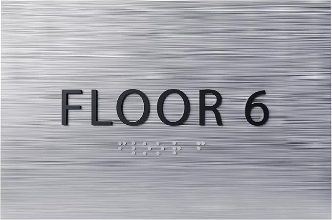 6" X4" Floor 6 Sign - ADA Compliant Tactile Graphics Grade 2 Braille Text | Wall Mount Plastic Directional Assistance, Floor Number Sign for Office, Schools, Hospitals, Apartments