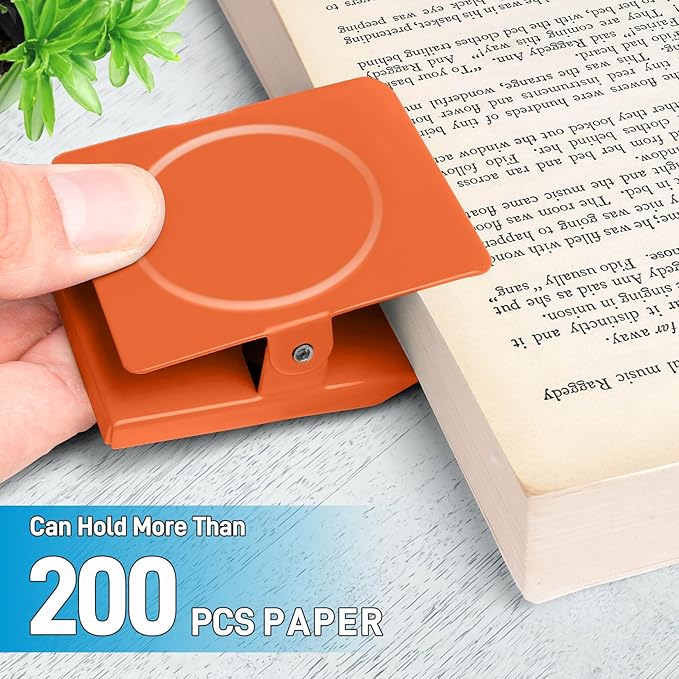 FINDMAG Extra Strong Magnetic Clips, 2.2inch Magnetic Binder Clips Heavy Duty, Large Christmas Light Clips with Magnet for Refrigerator, Office, Hanging Photos, Classroom (4Pack, Orange)