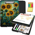 Clipboard with Storage,Office Supplies Nursing Clipboards Folder with Pen Holder Plastic Foldable Clip Board with Storage for Nurse Teacher,Art Sunflowers