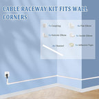 Small Wire Covers on Wall - One Cord Channel Cable Management System - Cable Cover on Wall for Home and Office, 8-Pack 125 inch, White
