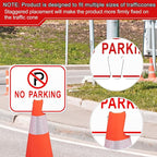 Geetery 6 Pcs No Parking Signs Traffic Cone, 12.6 x 10.43 Inches Plastic Traffic Cone Top Warning Sign for Road Barricade Outdoor Construction Waterproof