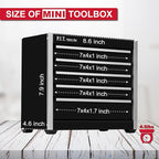 P.I.T. Mini Black Tool Box, Portable 5-Drawer Micro Roll Cab Steel Stackable Tool Box with Liner, Black Small Tool Case for Tools Storage and Organizers, Home DIY