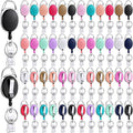 Laumoi Retractable ID Badge Holder Badge Reel with Belt Clip and Key Ring, Name ID Badge Clips Keychain for Office Worker Doctor Nurse Employee (80, Colorful)