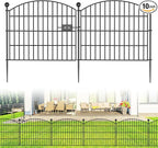 10 Panels No Dig Decorative Garden Fence with Gate - 24 in (H) x 20 ft (L) Dog Rabbits and Pets Fence Outdoor for Yard, Animal Barrier Tall Rustproof Metal Wire Fencing Border for Garden and Patio