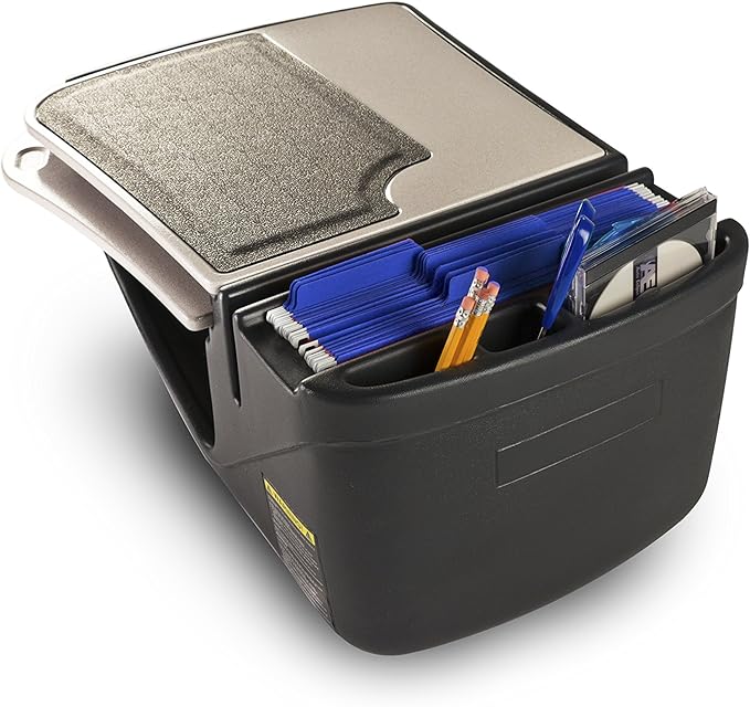 AutoExec GripMaster Car Desk for Your Vehicle Workstation and Mobile Office, Grey with 400 watt Power Inverter