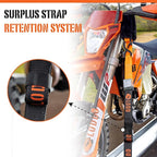 LODD - Motorcycle Tie Down Straps with Heavy-Duty Buckles, Fur Protection, Steel Carabiner, Reinforced Buckle | 2,400 lbs, 1.5" | Trailer Securing for Dirt Bike, Enduro, Trial, Quad, Trail