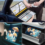 Car Registration and Insurance Holder, Leather Car Glove Box Organizer, Cool Car Accessories for ID, Driver's License Cards & Essential Document,business cards,Men&Women,Mushroom Blue