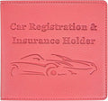 Car Registration and Insurance Holder, Premium PU Leather Vehicle Glove Box Car Organizer Men Women Wallet Accessories Case for ID, Driver's License - Pink