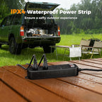Outdoor Power Strip Weatherproof, TESSAN 50FT Long Extension Cord Waterproof with 4 Outlets 1 Switch (1250W), Surge Protector 1700J, Wall Mountable for Home Office and Patio Christmas Lights, Black