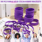 Liliful 100 Pcs Silicone Rubber Wristbands Rubber Wristband Bracelet Bands for Silicone Wristbands for Women Men(Purple)
