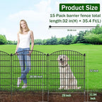 15 Panels Decorative Garden Fence with Gate - 32 in (H) x 35.4 ft (L) No Dig Dog Fence Outdoor for Yard, Rustproof Tall Garden Fencecing Panels, Animal Barrier Suitable for Yard Border, Patio
