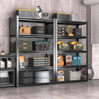 Metal Garage Shelving Unit with Pegboard, Heavy Duty 5-Tier Adjustable Industrial Storage Shelves, 5000 LBS Steel Storage Rack for Garage, Warehouse, Basement, 72"H x 47.2"W x 23.6"D, Black