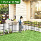 Metal Garden Fence 28in (H) x 35ft (L), 1 Gate + 14 Panels Dog Fences Border Fence Animal Barrier, No Dig Garden Fencing for Yard Flower Bed Lawn Patio Outdoor, PIN282815G Black