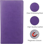 Car Registration and Insurance Holder, Premium Pu Leather Vehicle Glove Box Organizer - for Driver License, Cards & Essential Documents (L-Purple)