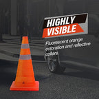 RoadHero 18 Inch 1 Pack Collapsible Traffic Safety Cones, Multi Purpose Pop-up Cones with Reflective Collar for Road Safety, Orange Cones for Driving Training, Parking Lots