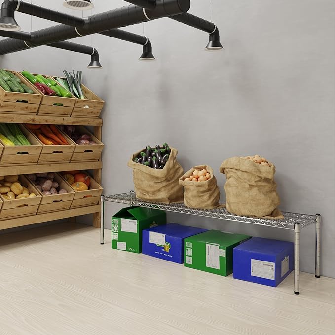 14''W x 60''L x 14''H Chrome Plated Wire Dunnage Rack | Off The Floor Storage