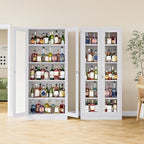 Metal Storage Cabinet with Lock and Glass Doors,71" Tall Glass Display Cabinet,White Storage Cabinets,Locking Curio Cabinets with 5 Shelves for Collectibles,Home,Office,Living Room