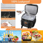 Expandable Large Insulated Lunch Box, Heavy Duty Lunch Cooler Bag Durable Leakproof Lunch Pail for Men Women Adults Work Shift Outdoor Picnic Camping Road Trip, 24 Can, Black-Camo, GLENKEY