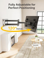 monTEK Long Arm TV Wall Mount for Most 43-90 Inch TVs, 42.5 Inch Long Extension TV Mount Swivel and Tilt, Full Motion Wall Mount Tv Bracket Fit Max VESA 800 x 400mm, Up to 132 lbs, 16”,18” Studs