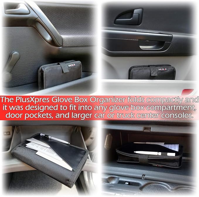 Glove Box Compartment Organizer - Car Document Holder - Owner Manual Case Pouch - Vehicle Storage Wallet for Registration & Insurance Card - Premium Auto Paperwork Holder - Log Book included - Gray