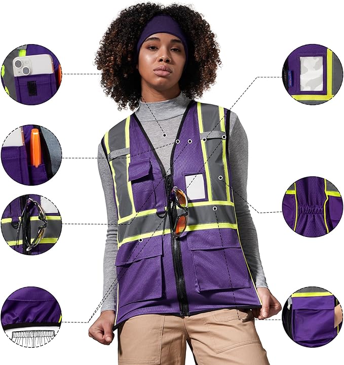 AYKRM Custom Logo Personalised Printed High Visibility Reflective 2 two tone work construction Safety Vest