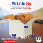 MT Products Sturdy White Corrugated Cardboard Shipping Boxes 7" x 7" x 7" - Small Mailing/Moving Boxes for Transport - Pack of 10