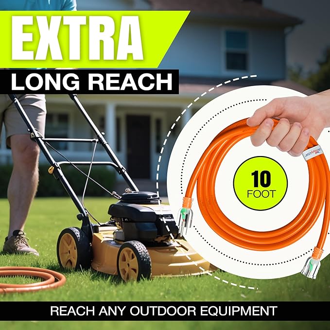 10ft Outdoor/Indoor Extension Cord 16/3 Gauge Heavy Duty 3 Prong SJTW, Waterproof, ETL Listed, Flexible Cold-Resistant Long Power Cord,13A 125V 1625W, Orange by LifeSupplyUSA
