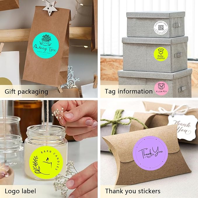 3X3Inch Round Thermal Labels Circle Color Coding Labels Printable Waterproof 500PCS Round Stickers Adhesive Writable for Office, Garage, DIY Sticker, Barcodes, Name Tag, Fluorescent Yellow