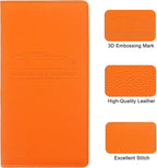 Premium Car Registration & Insurance Card Holder with Magnetic Shut, Vehicle Glove Box Car Organizer - For Documents, Cards, License (Orange)