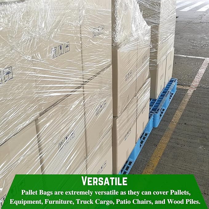 Farm Plastic Supply - Pallet Cover Bags 5 Pack - 3 Mil Clear (55" x 53" x 75") - Heavy Duty Construction Grade Strength Pallet Bags, Polyethylene Pallet Bags, Outdoor Protection, and Pallet Storage