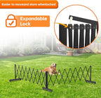 12.2FT Black Industrial Metal Expandable Barricade，Retractable Traffic Fence with Casters, Folding Security Gate，Portable Barricade Gate for Construction Area, Traffic Control, Cordon