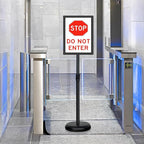4 Pack Sign Holder Stands - 8.5 x11 inch Standing Sign Stand, Adjustable Poster Sign Holder Pedestal Floor Sign Stand, Aluminum Snap Open Frame for Vertical & Horizontal View Sign Stand, Black
