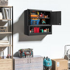 Garage Wall Cabinet Metal Storage Cabinet with Lock Wall Mounted Heavy Duty Steel Tool Cabinet with Door and Shelf Hanging Cabinet for Garage Warehouse Bathroom Kitchen,Assembly Required