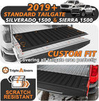 TripleAliners Tailgate Mat for 2019-2025 2026 Chevy Silverado & GMC Sierra 1500 Standard Tailgate Accessories Liner Protector All Weather TPE Custom Fit (Won't Fit Multipro Tailgate/Drop-in Liners)