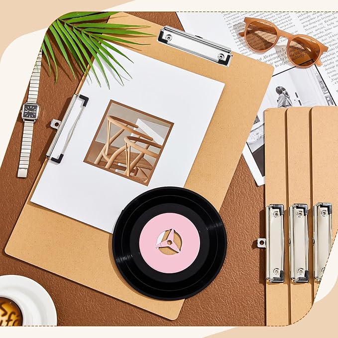 Henoyso 8 Pcs 11x17 Clipboard Wooden Lap Board with Low Profile Clip Brown Double Landscape Clip Hardboard Drawing Board Landscape Horizontal Large Clipboard for Desk Paper Sketching Art Supplies