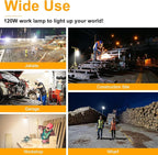 120W LED Temporary Work Light 18000LM Construction Lights 5000K Led Work Light IP67 Dust Waterproof Portable Lights with Stainless Steel Guard Hook for Factory Mine Wharf Job Site Garage Temp Lighting