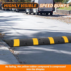 Heavy Duty Speed Bumps for Driveway, 39.4" 2 Pack Rubber Speed Bumps, 2 Channel Modular Traffic Speed Bump Hump Cable Protector Ramps for Asphalt Concrete Gravel Driveway Road with 6 Bolt Spikes