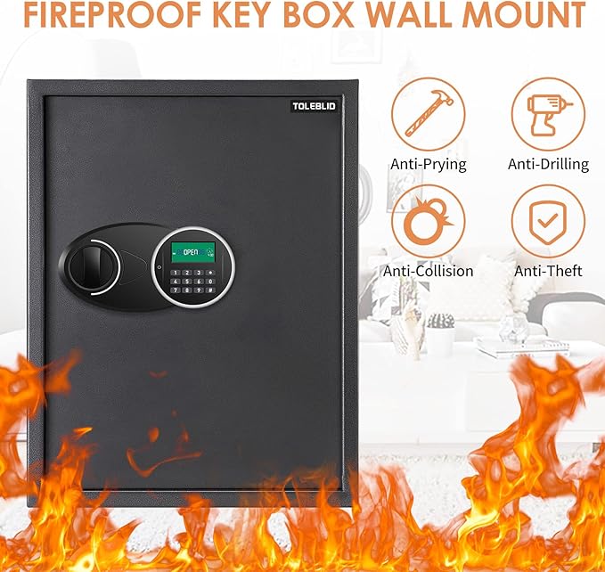 220 Position Large Key Lock Box Wall Mount with Code, Digital Key Cabinet Wall Mount Key Organizer with Key Tags, Adjustable Key Safe Key Holder for Car, Hotels, Office, House