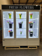 Commercial Refrigerator Floral Beverage Display Cooler,3 Glass Doors Commercial Flowers Fridge With LED Light Adjustable Shelves,ETL Approval,71" Wide,63.5 Cuft,White,(Wheel Included)