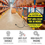 Caution Electrical Panel Keep Area Clear for 36 Inches Circle Floor 10x10 inches, Floor Decal Anti-Slip Adhesive Floor Sign Made in USA