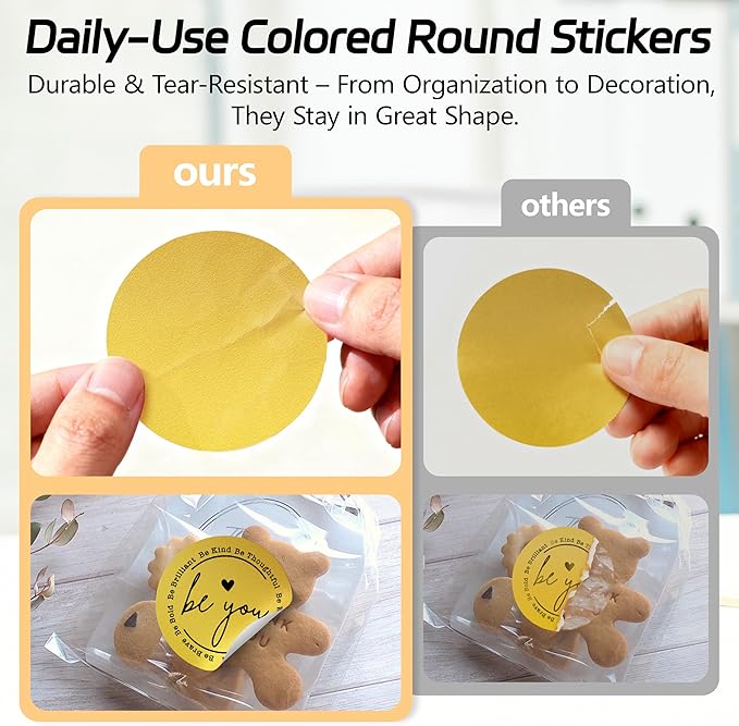 2 inch Dot Stickers Labels Circle Garage Sale Sticker 750Pcs Round Thermal Printer Stickers Printable Writable Price Labels for Yard Sale, Gold