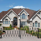 16.5FT Expandable Barricade Gate, Expandable Metal Barricade Gate Alloy Fence and 270 Degrees Direction Adjustment with Wheels, for Industrial or Residential Use (Black, 16.5FT)