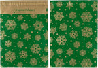 Inspired Mailers - Poly Mailers 14.5 x 19-50 Pack - Gold Snowflakes (Green) - Winter Shipping Envelopes - Large Mailing Bags - Packing Bags for Shipping